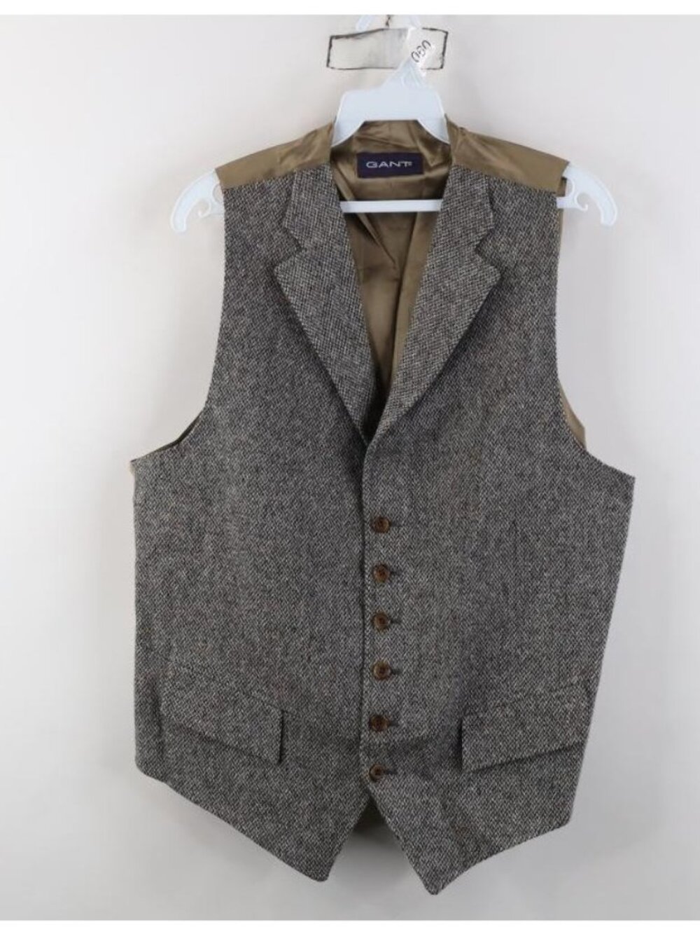 Vintage 90s Streetwear Mens Medium Wool Tweed Fleck Buckle Back Suit Vest Jacket